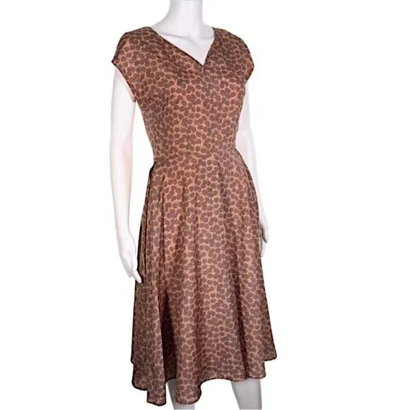 Myrtlewood of California Womens Dress Size XS Coral Lavender Mini Floral Lined - Picture 1 of 10